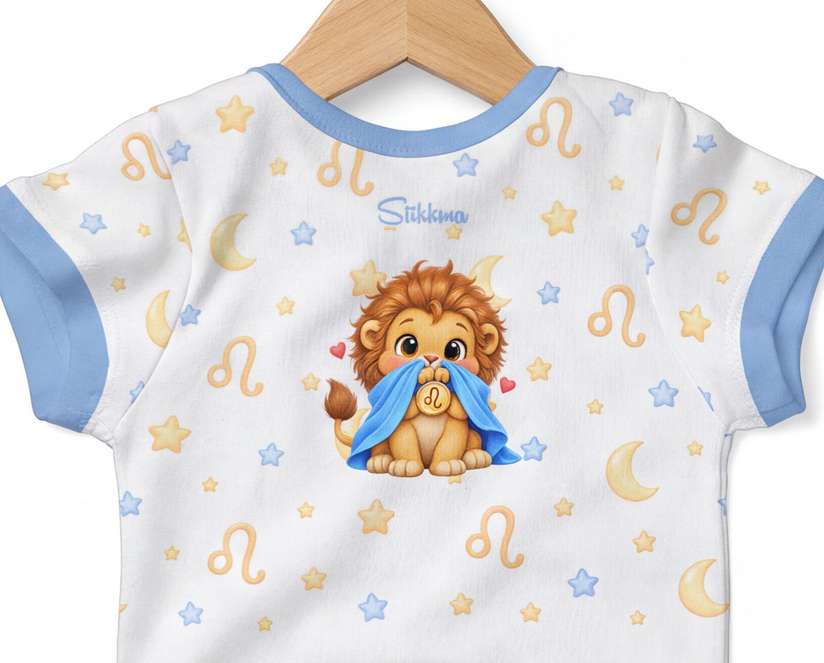Löwe Baby Body Jungen mit Sternzeichenmotiv inkl. Name (Druck)