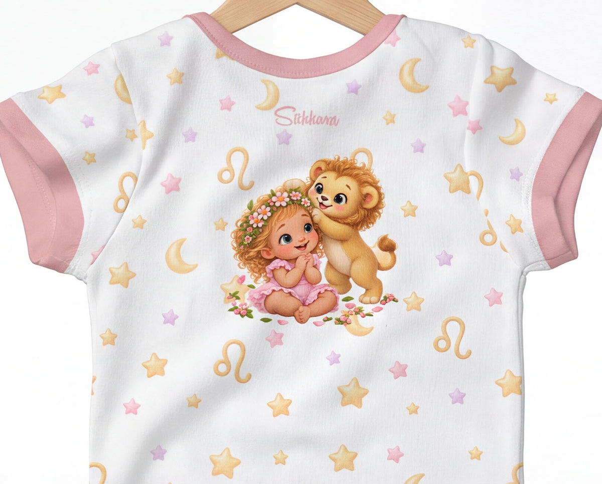 Löwe Baby Body Mädchen mit Kindermotiv inkl. Name (Druck)
