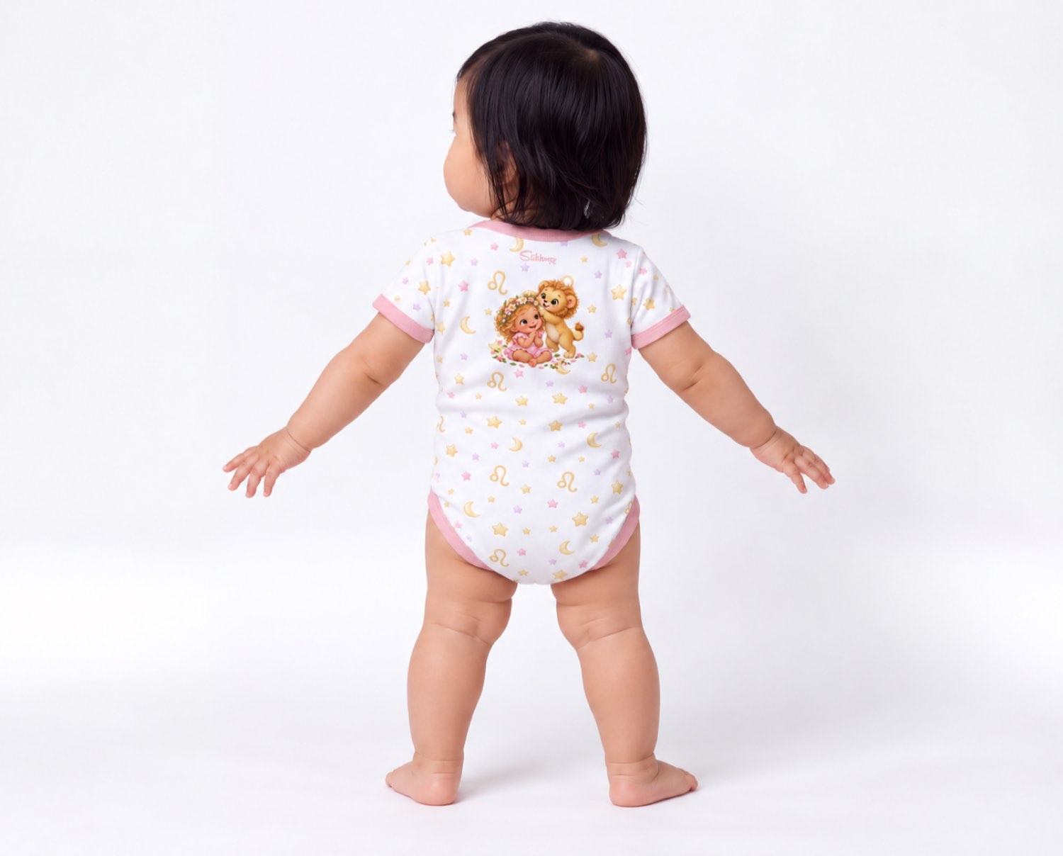 Löwe Baby Body Mädchen mit Kindermotiv inkl. Name (Druck)