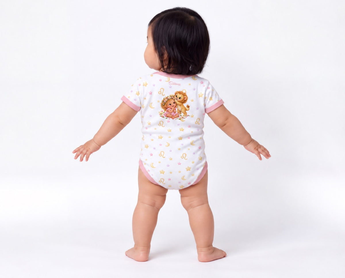 Löwe Baby Body Mädchen mit Kindermotiv inkl. Name (Druck)