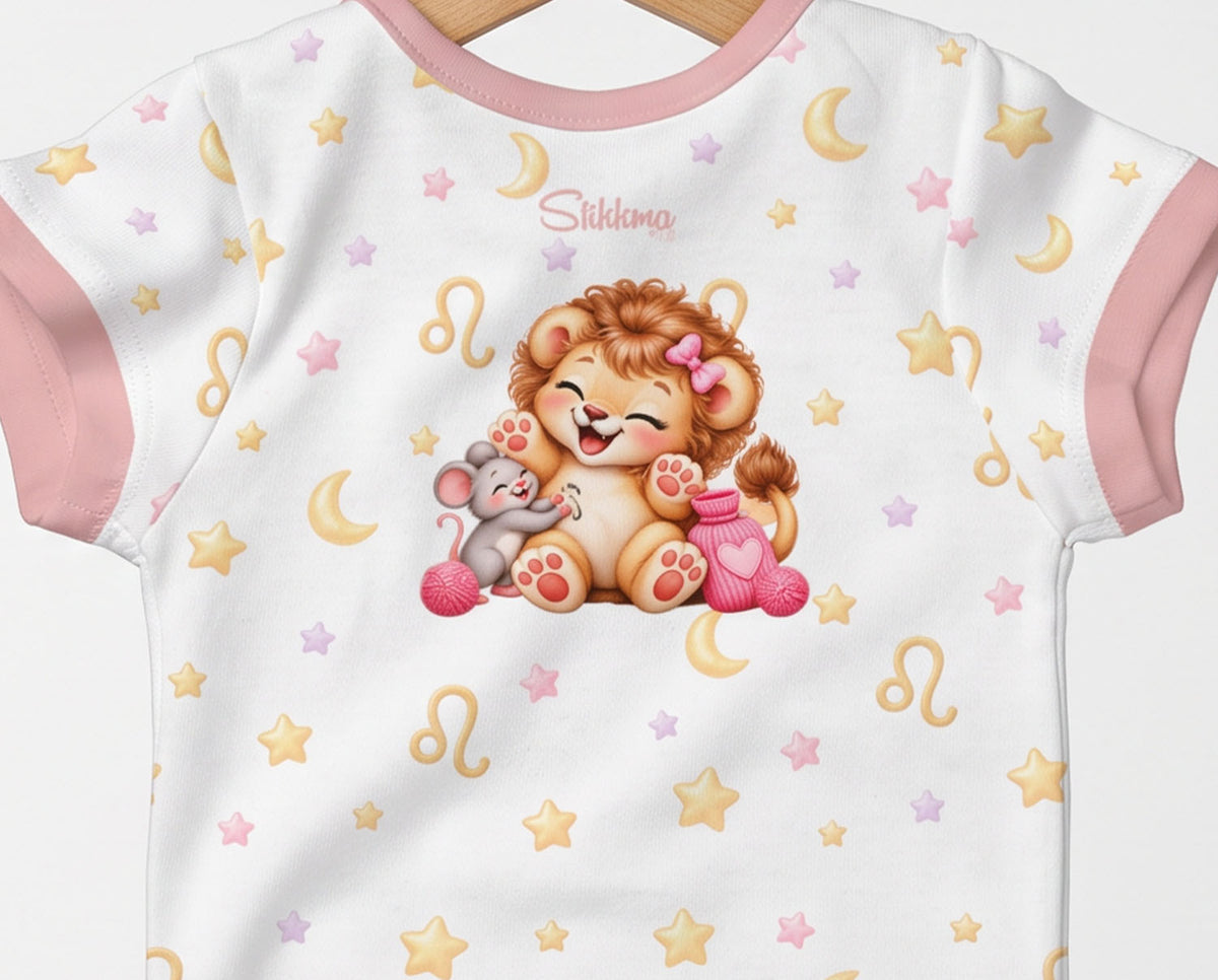 Sternzeichen Löwe Baby Body Mädchen inkl. Name (Druck)