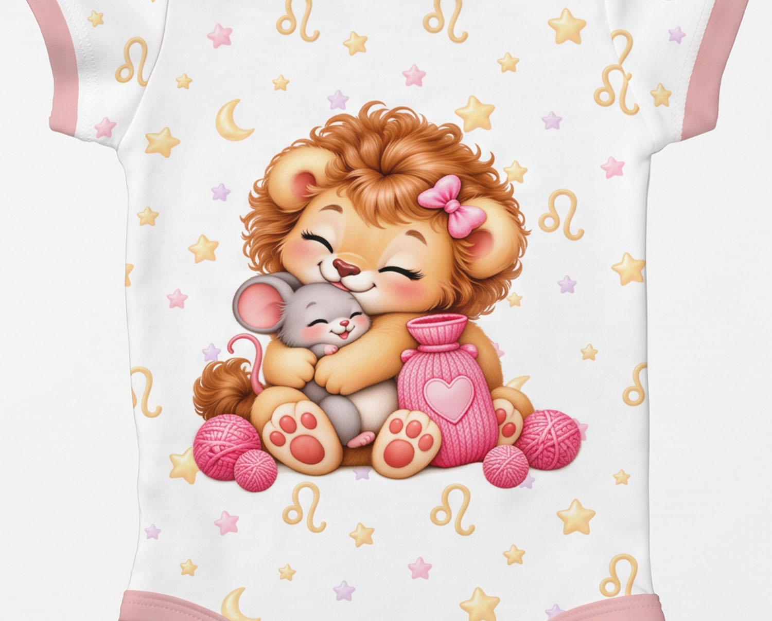Sternzeichen Löwe Baby Body Mädchen inkl. Name (Druck)