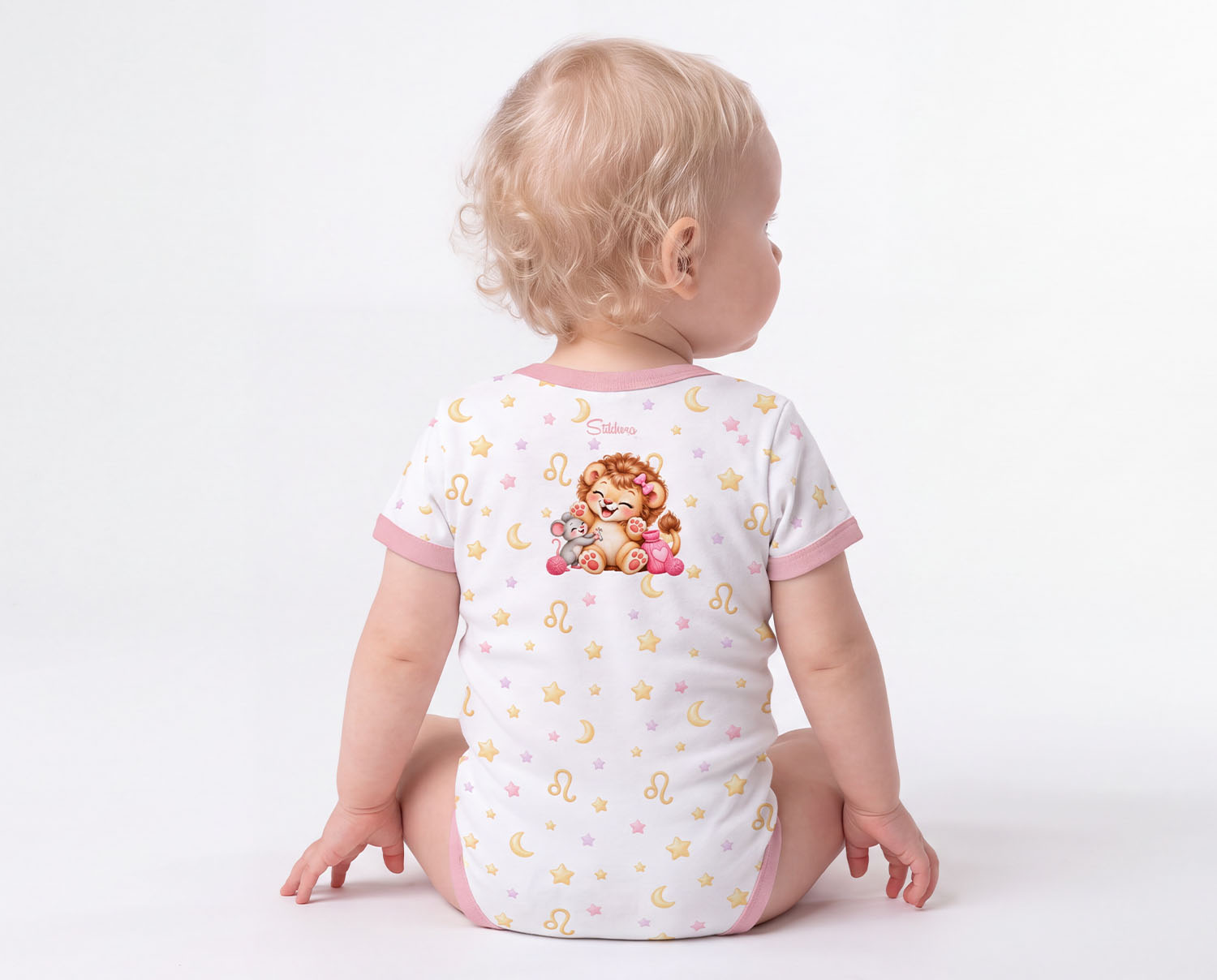 Sternzeichen Löwe Baby Body Mädchen inkl. Name (Druck)