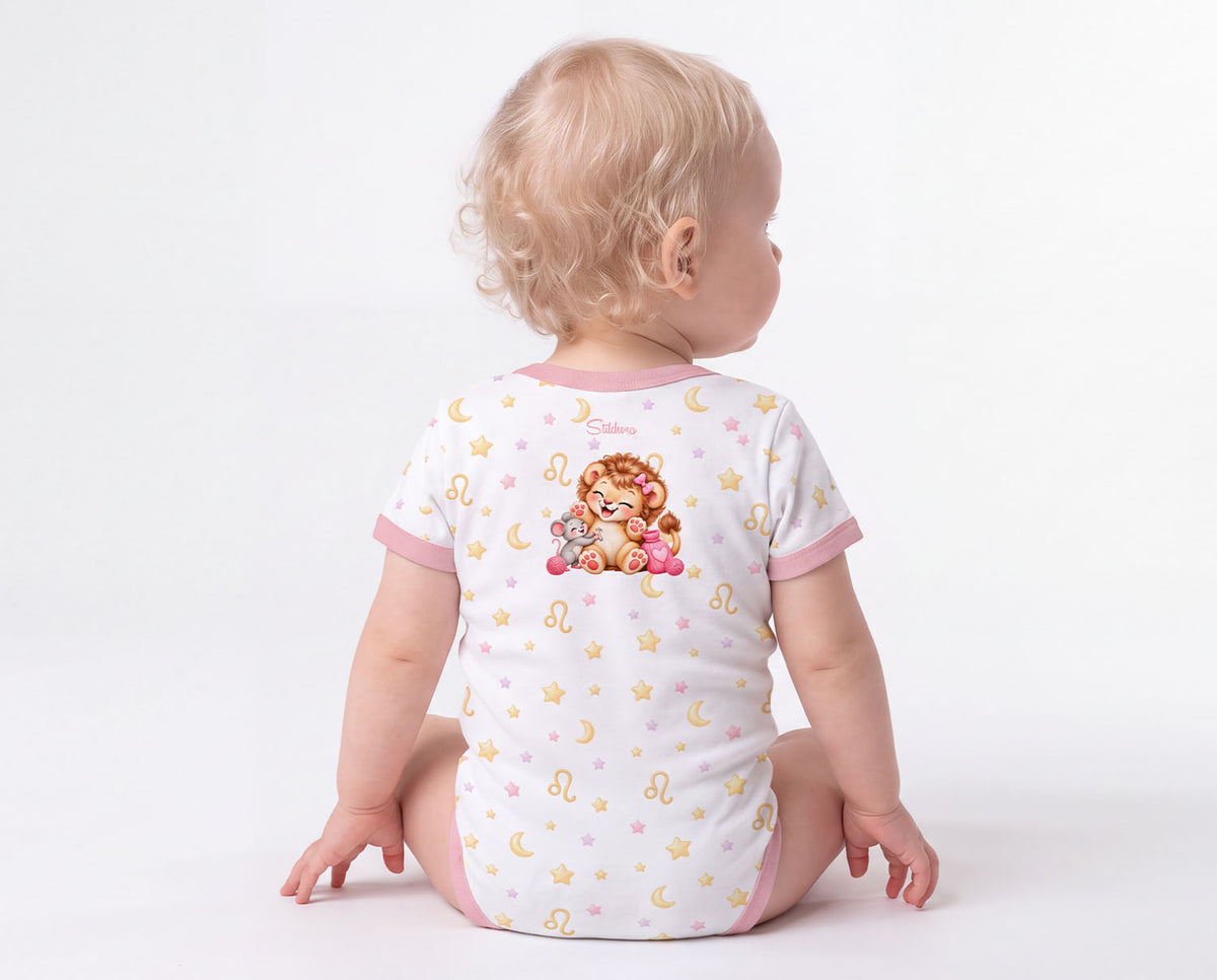 Sternzeichen Löwe Baby Body Mädchen inkl. Name (Druck)