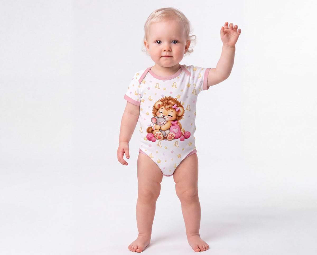 Sternzeichen Löwe Baby Body Mädchen inkl. Name (Druck)