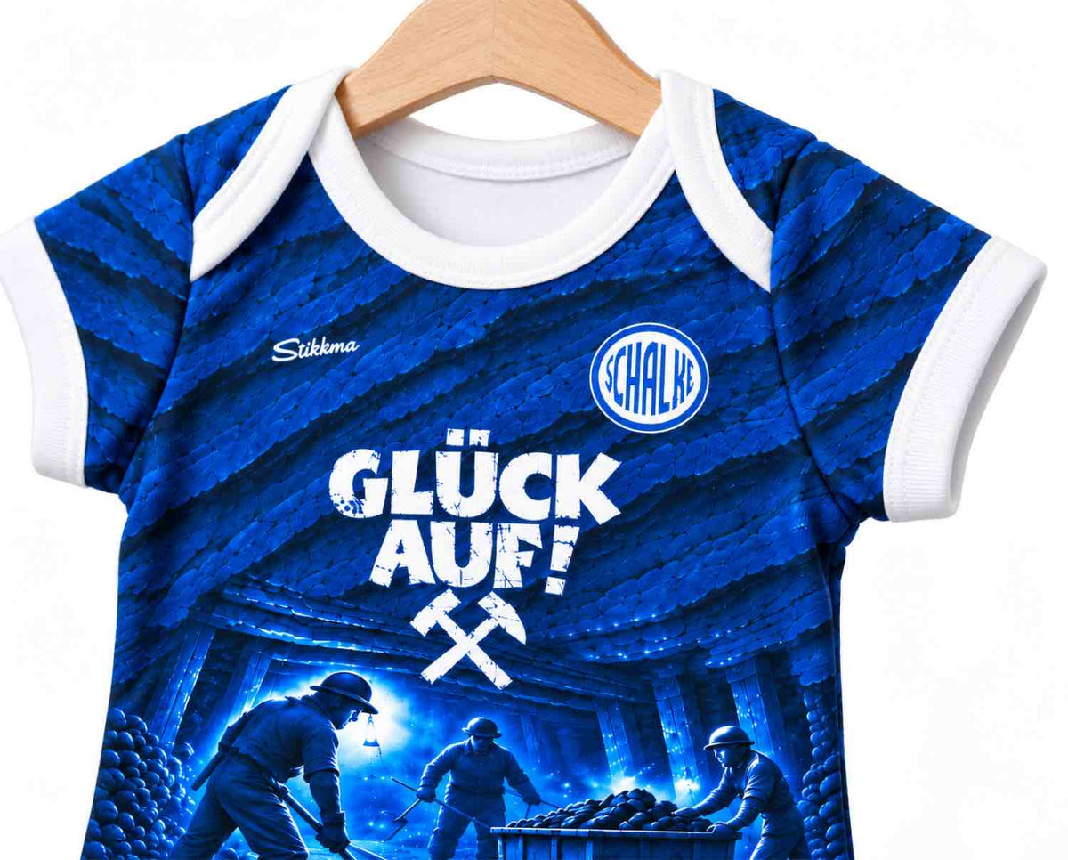 Schalke Spezial Baby Body 26/27 "aus Kohle geboren" inkl. Name und Nummer (Druck)