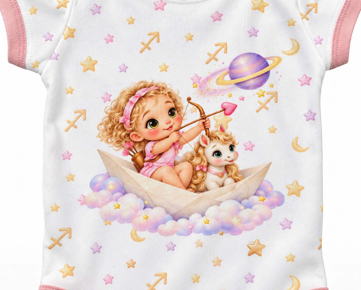 Schütze Baby Body Mädchen mit Kindermotiv inkl. Name (Druck)