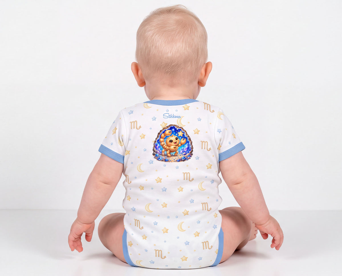 Skorpion Baby Body Jungen mit Sternzeichenmotiv inkl. Name (Druck)