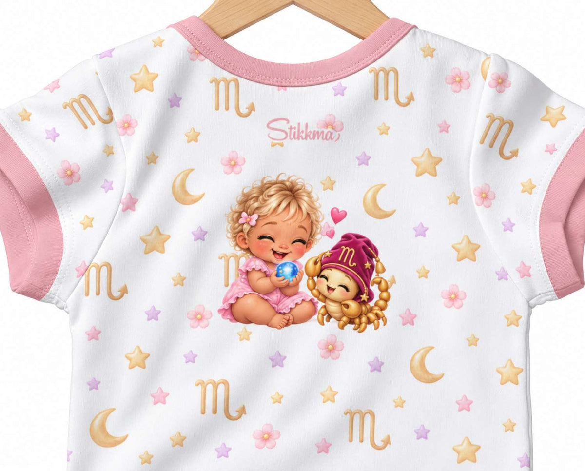 Skorpion Baby Body Mädchen mit Kindermotiv inkl. Name (Druck)