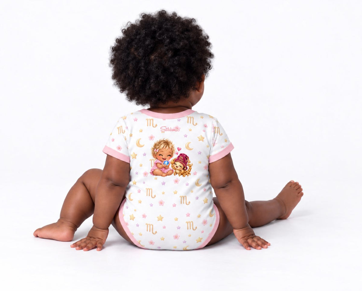 Skorpion Baby Body Mädchen mit Kindermotiv inkl. Name (Druck)