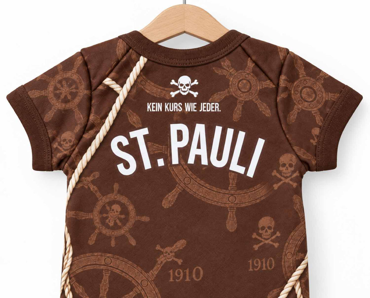 St. Pauli Baby Body 26/27 Heim "Kein Kurs wie jeder" inkl. Name und Nummer (Druck)
