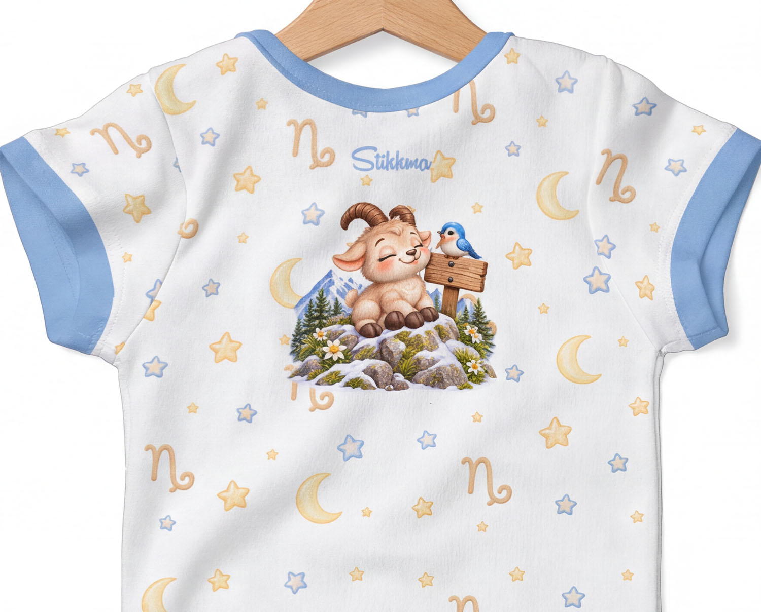 Steinbock Baby Body Jungen mit Sternzeichenmotiv inkl. Name (Druck)