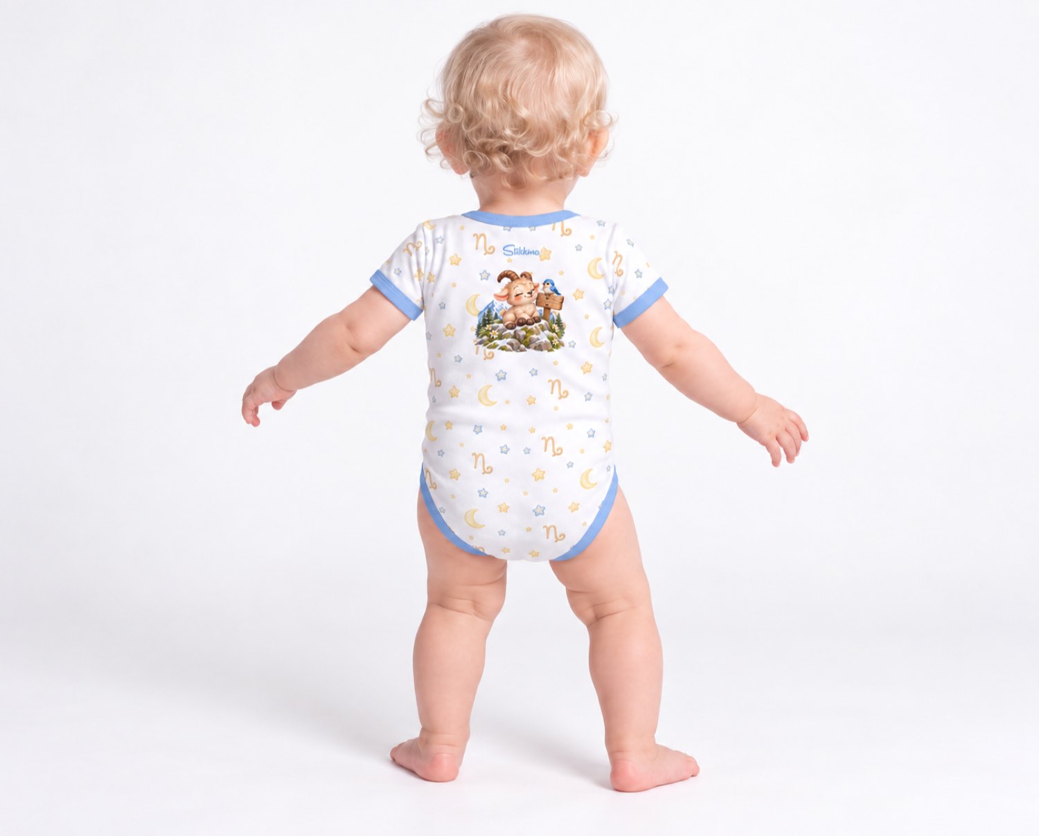 Steinbock Baby Body Jungen mit Sternzeichenmotiv inkl. Name (Druck)