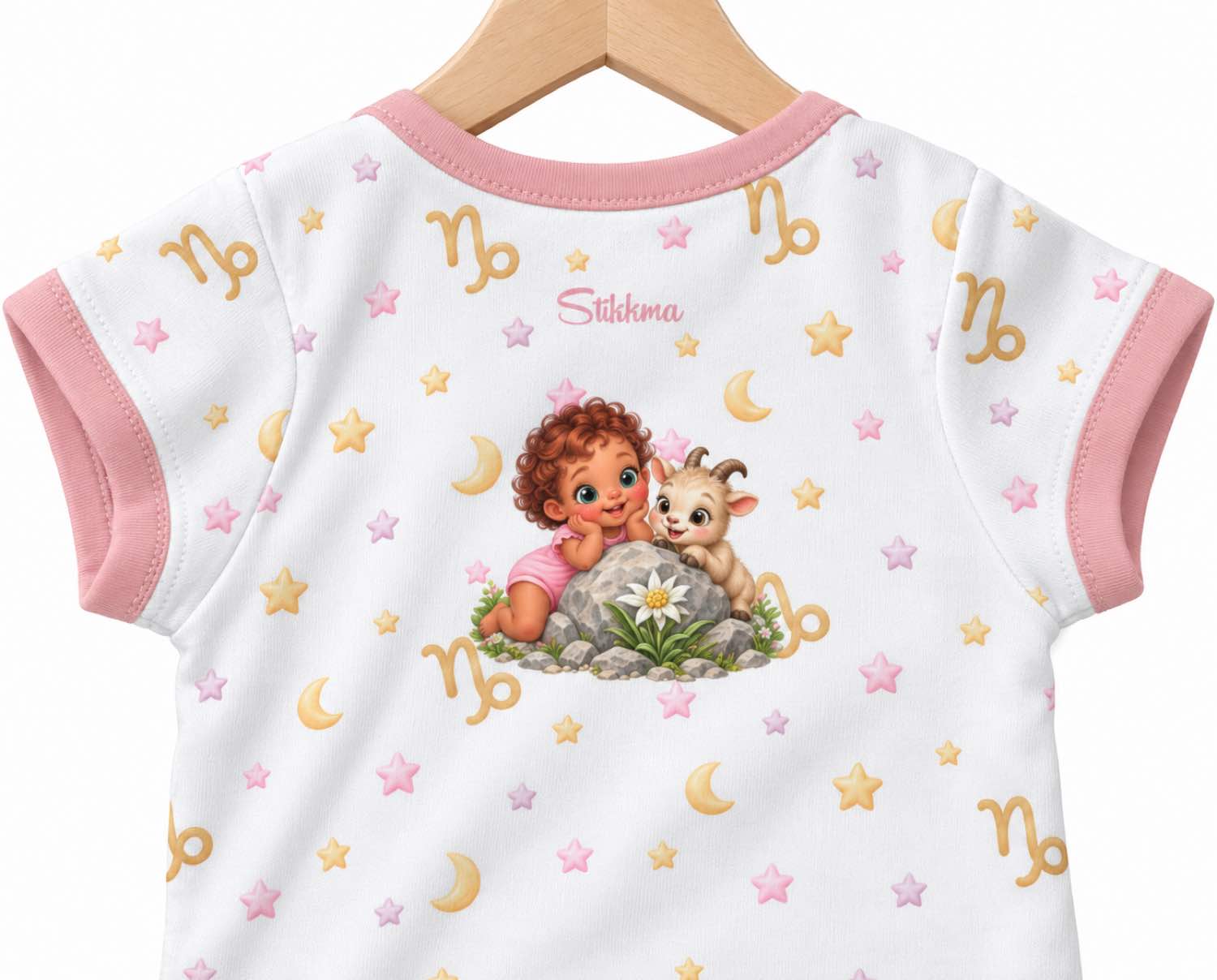 Steinbock Baby Body Mädchen mit Kindermotiv inkl. Name (Druck)