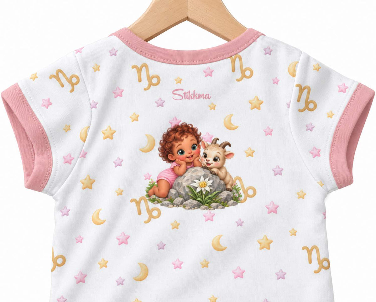 Steinbock Baby Body Mädchen mit Kindermotiv inkl. Name (Druck)