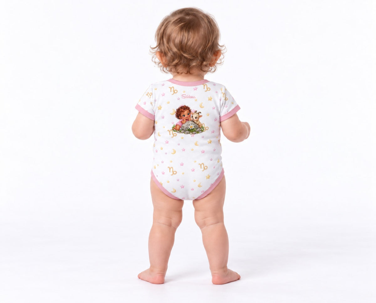 Steinbock Baby Body Mädchen mit Kindermotiv inkl. Name (Druck)