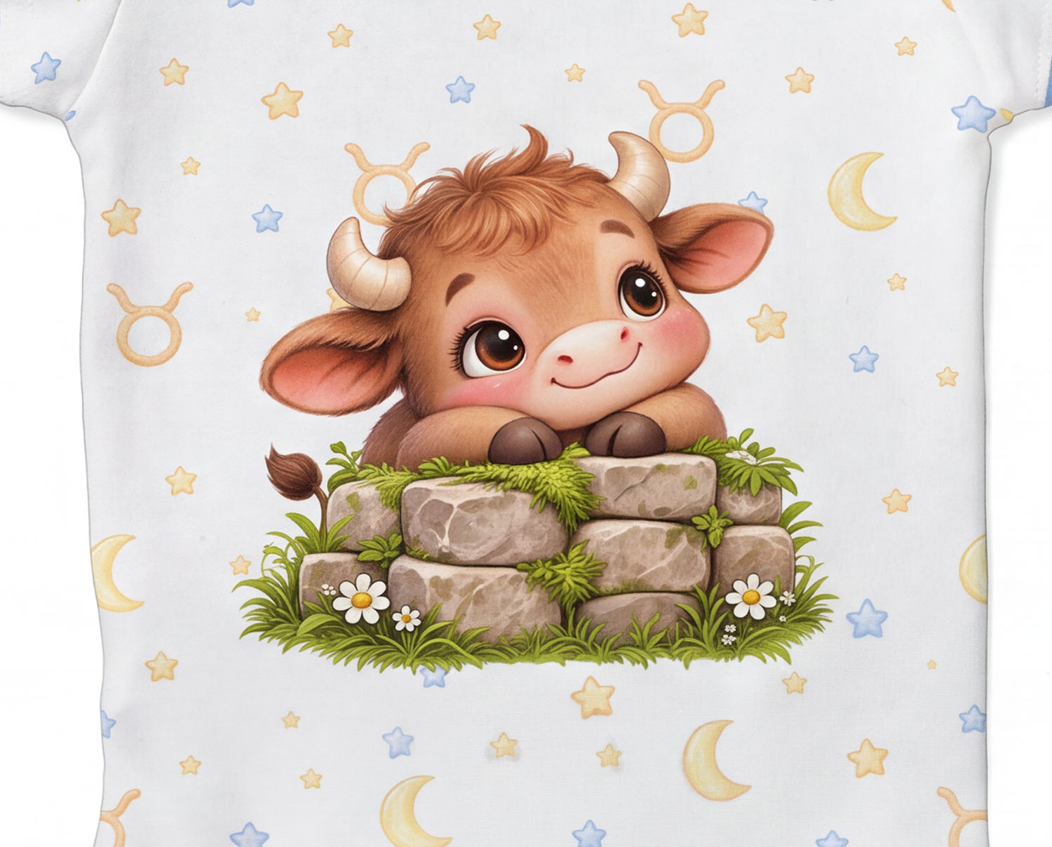 Stier Baby Body Jungen mit Sternzeichenmotiv inkl. Name (Druck)
