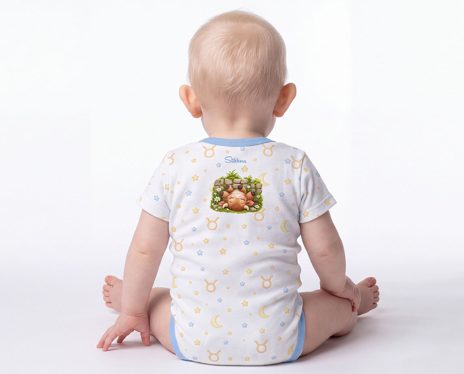 Stier Baby Body Jungen mit Sternzeichenmotiv inkl. Name (Druck)