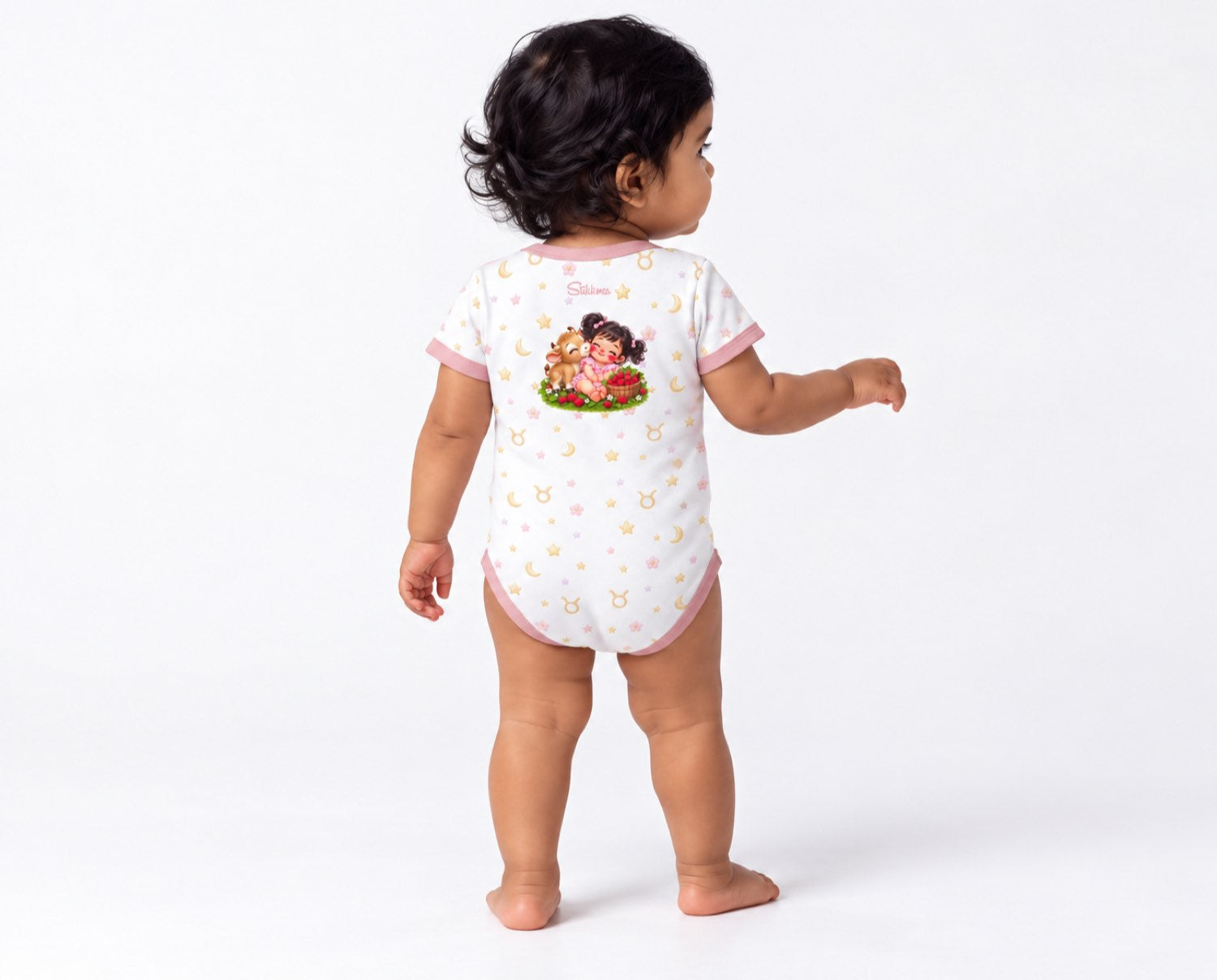 Stier Baby Body Mädchen mit Kindermotiv inkl. Name (Druck)