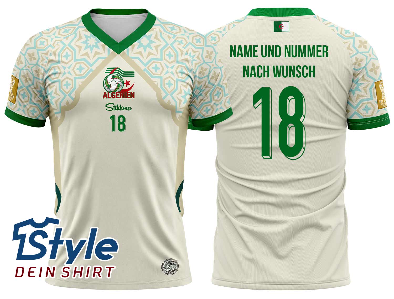 Algerien WM 2026 Fan-Trikot Heim  inkl. Name und Nummer (Druck)
