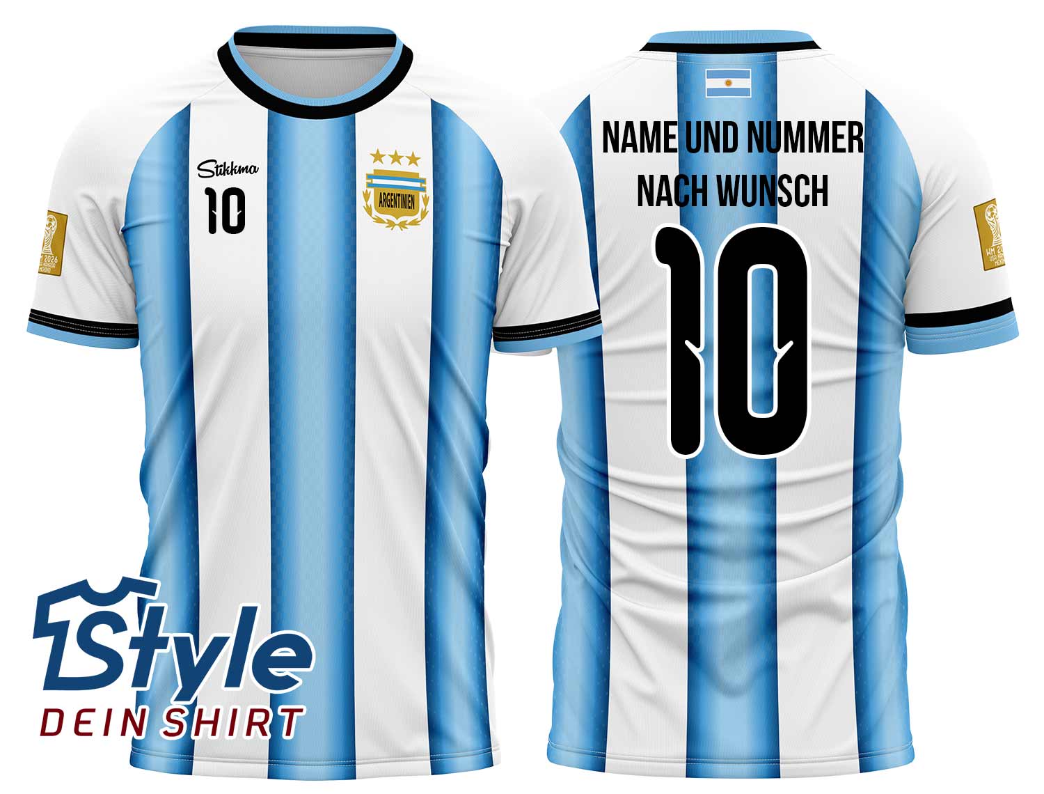 Argentinien WM 2026 Fan-Trikot inkl. Name und Nummer (Druck)