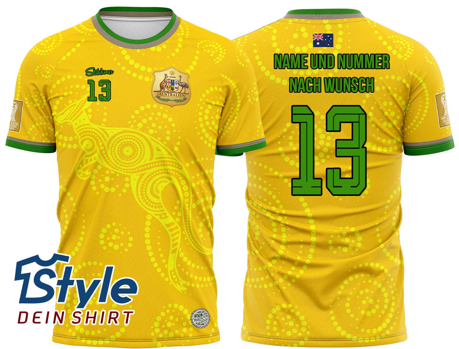 Australien WM 2026 Fan-Trikot inkl. Name und Nummer (Druck)