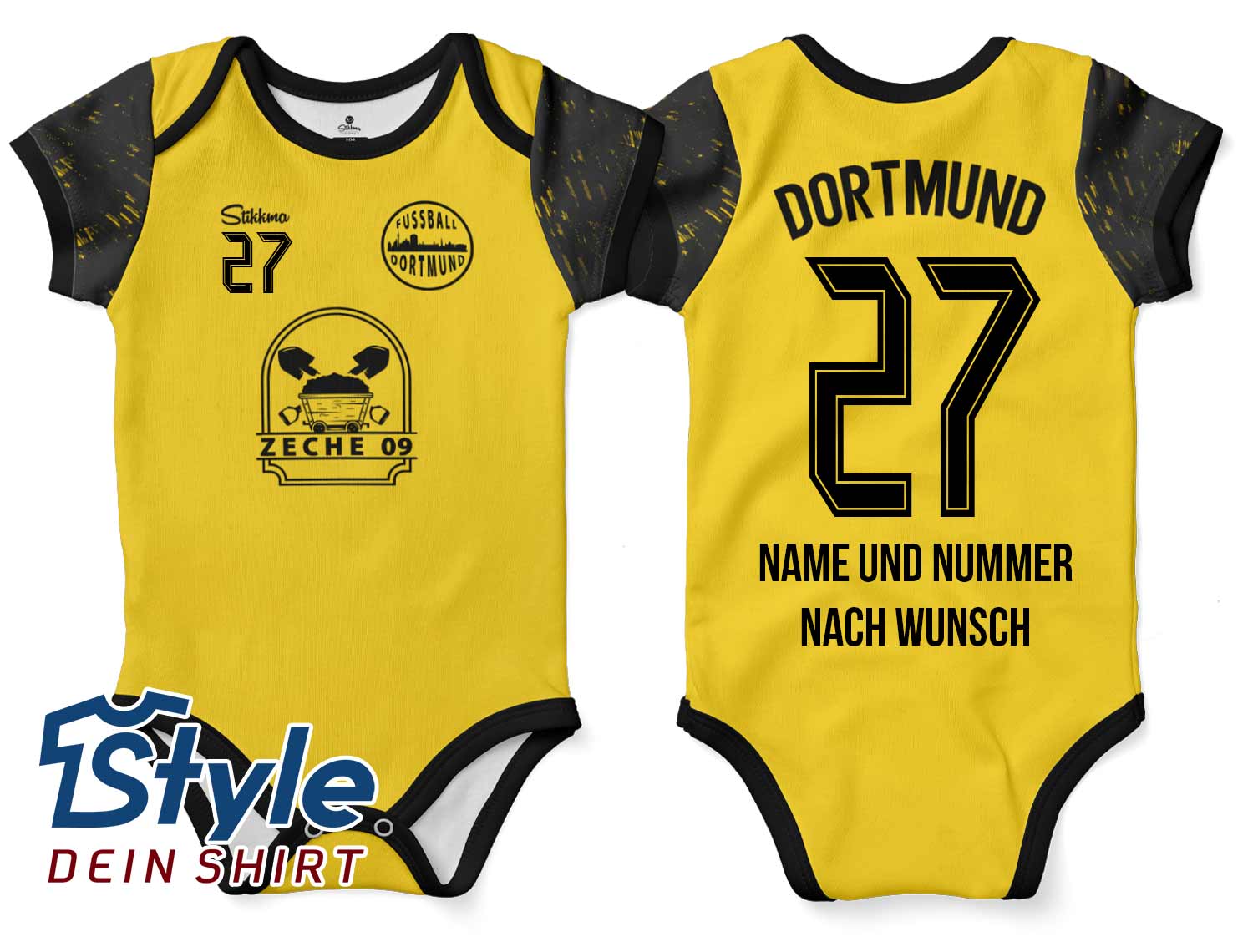 Dortmund Bio-Baumwolle Baby Body Heim 2025/26 inkl. Name und Nummer (Druck)