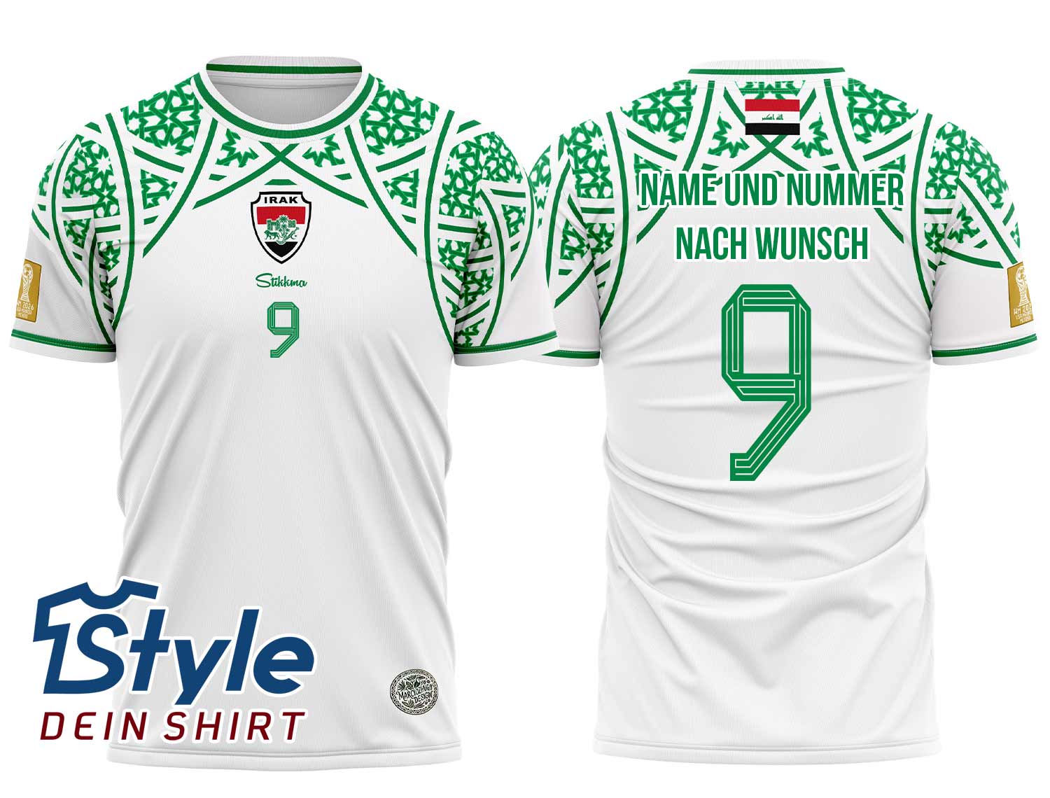 Irak WM 2026 Fan-Trikot inkl. Name und Nummer (Druck)