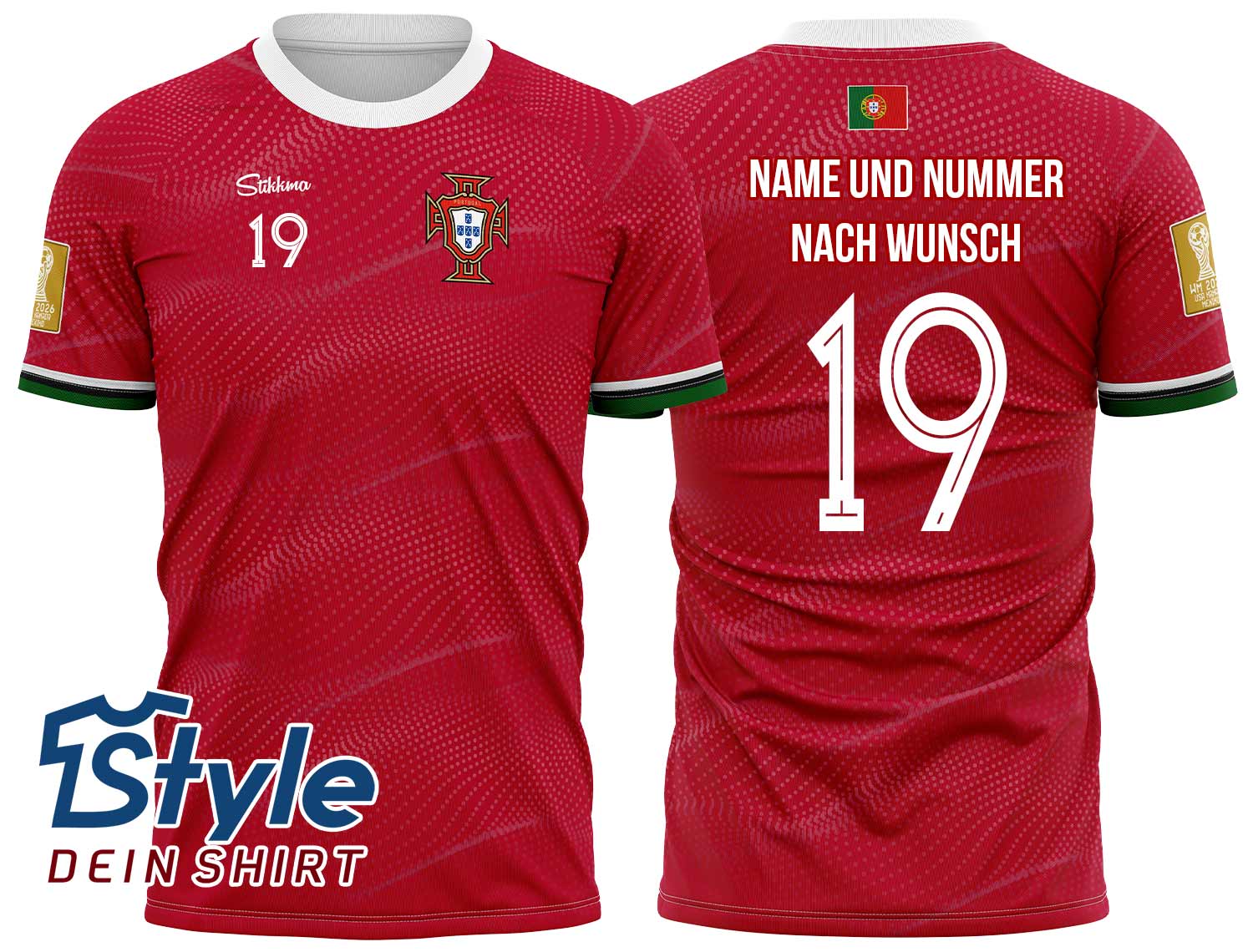 Portugal WM 2026 Fan-Trikot inkl. Name und Nummer (Druck)