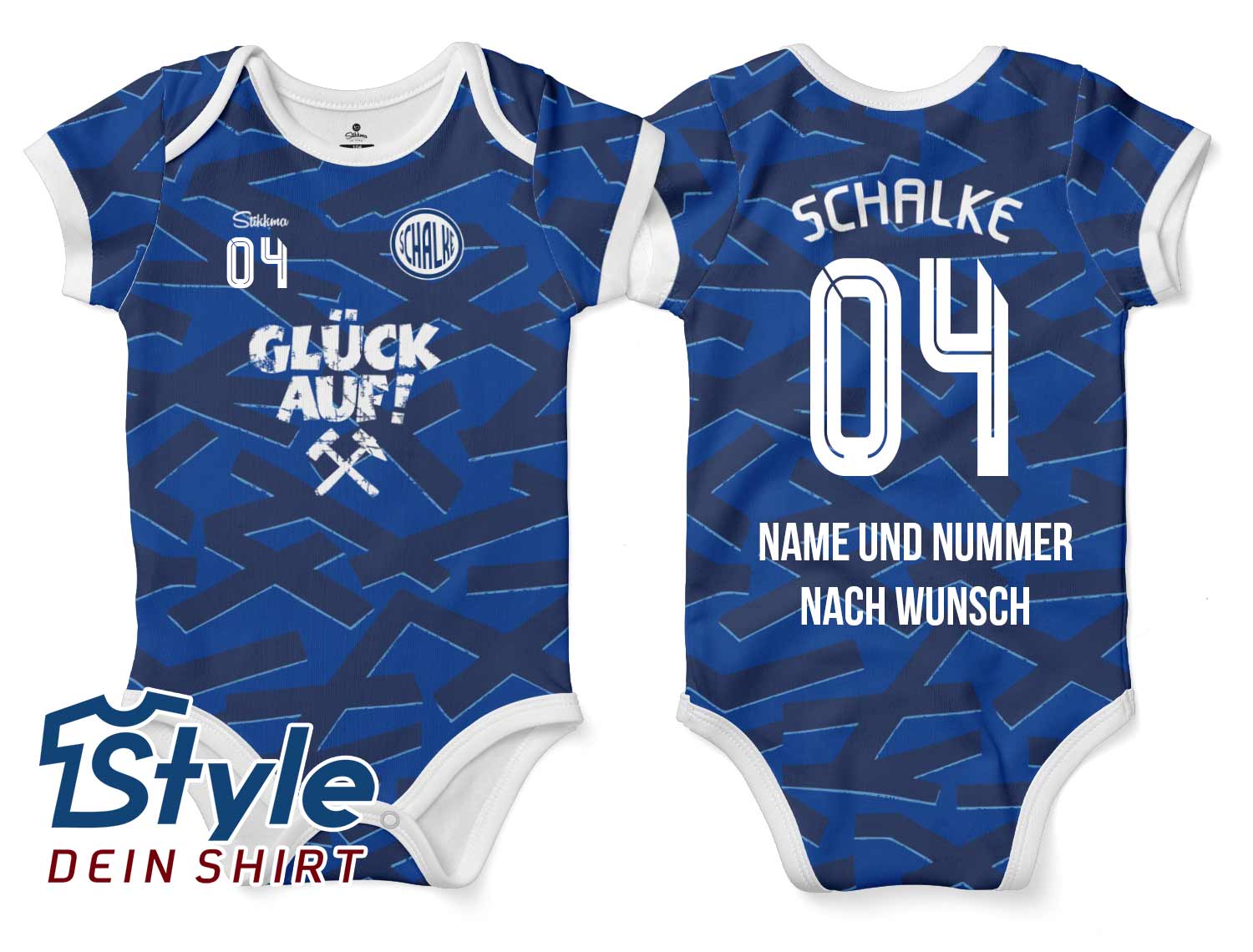 Schalke Bio-Baumwolle Baby Body Heim 2025/26 inkl. Name und Nummer (Druck)