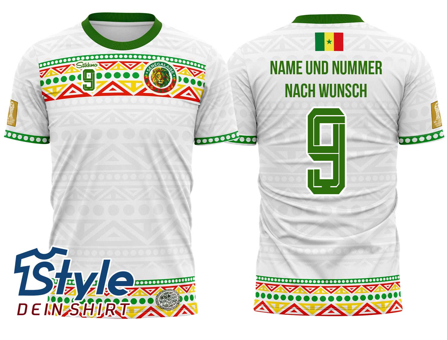 Senegal WM 2026 Fan-Trikot inkl. Name und Nummer (Druck)