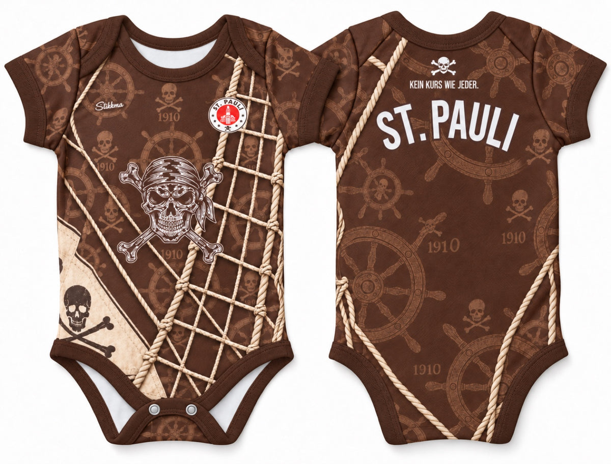 St. Pauli Baby Body 26/27 Heim "Kein Kurs wie jeder" inkl. Name und Nummer (Druck)