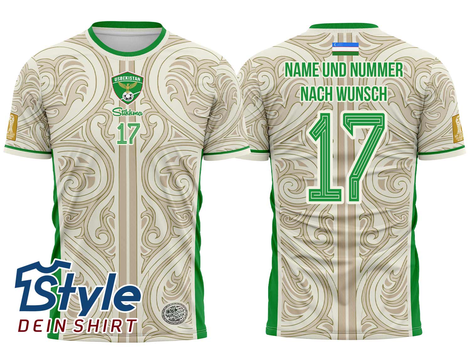 Usbekistan WM 2026 Fan-Trikot inkl. Name und Nummer (Druck)
