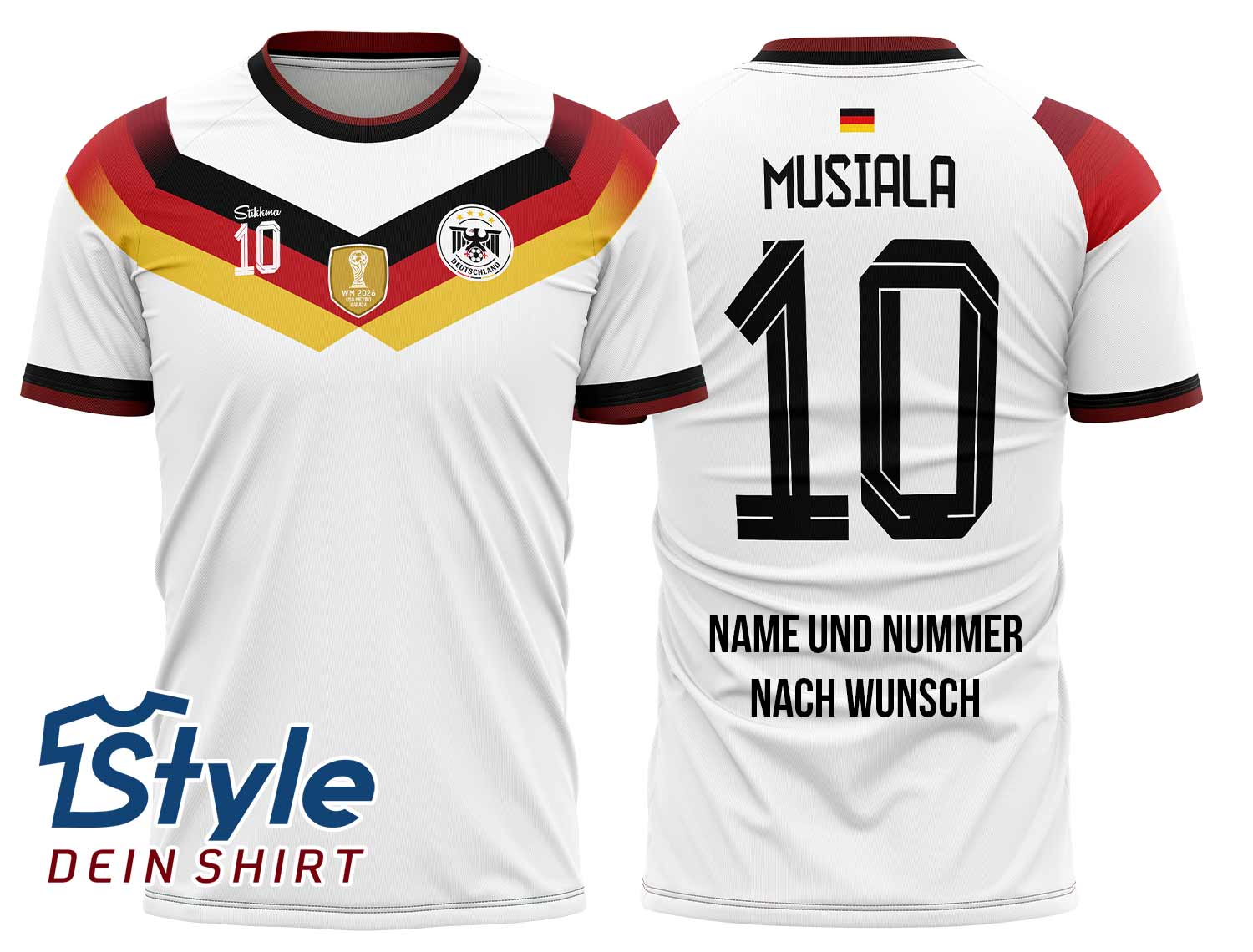 Deutschland WM 2026 Fan-Trikot Heim  inkl. Name und Nummer (Druck)