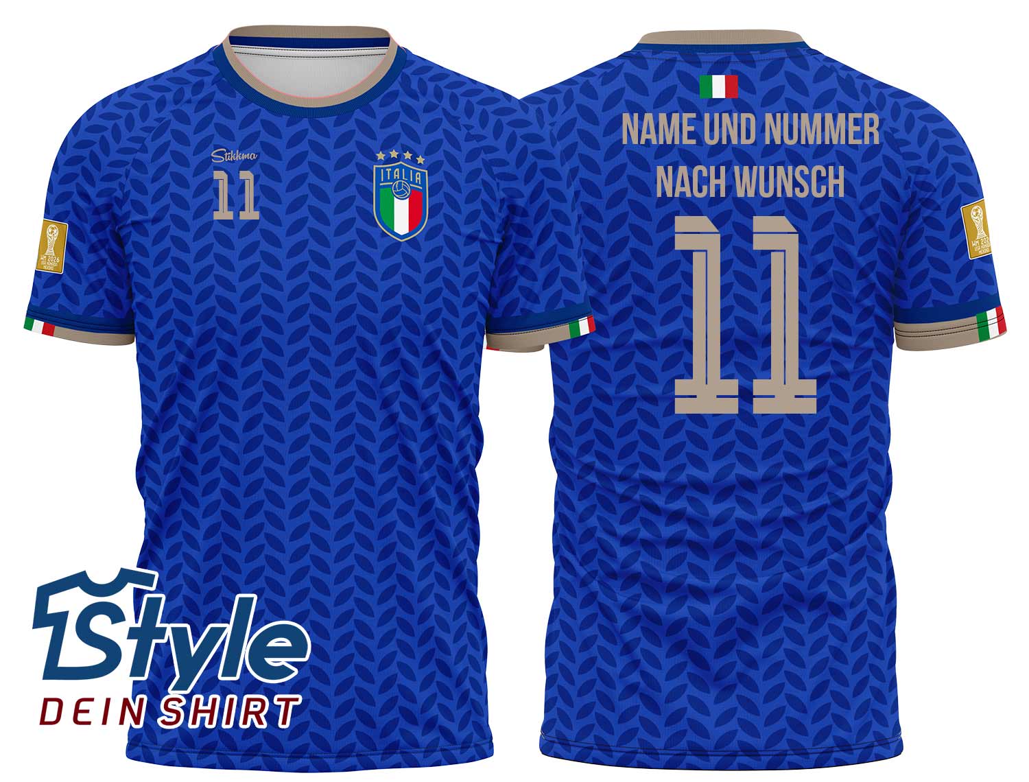 Italien WM 2026 Fan-Trikot inkl. Name und Nummer (Druck)