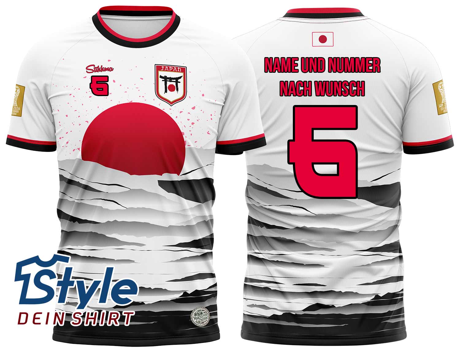 Japan WM 2026 Fan-Trikot inkl. Name und Nummer (Druck)