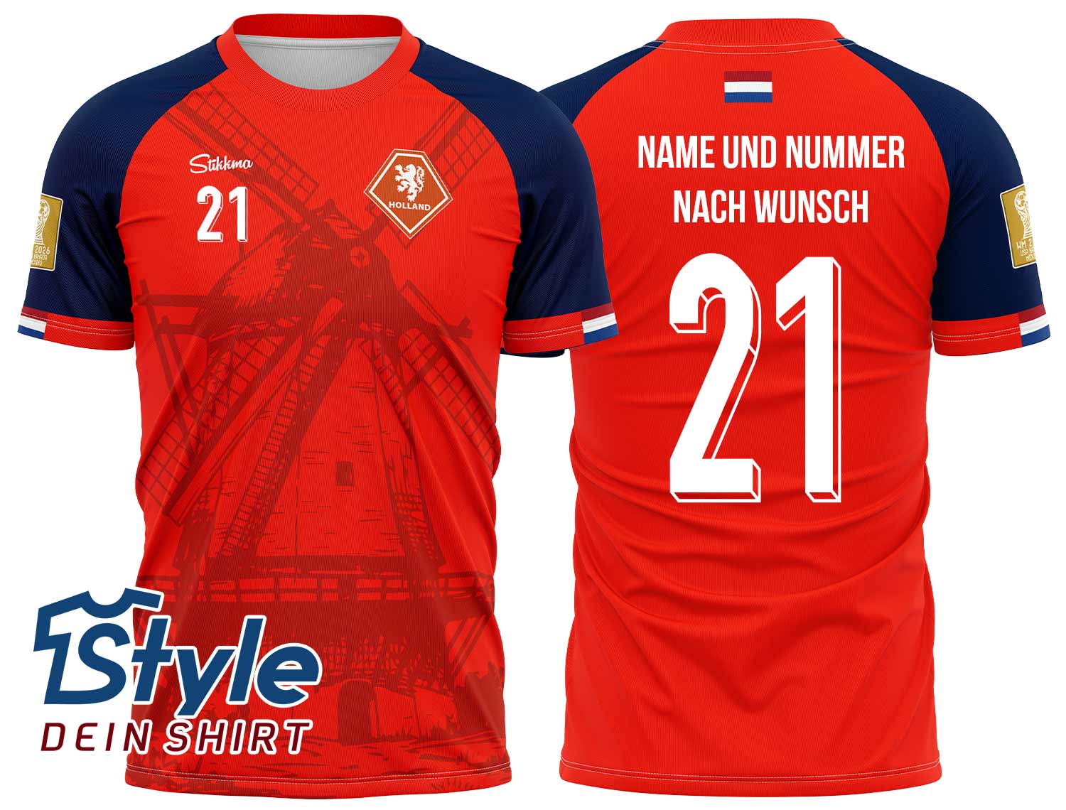 Niederlande WM 2026 Fan-Trikot inkl. Name und Nummer (Druck)