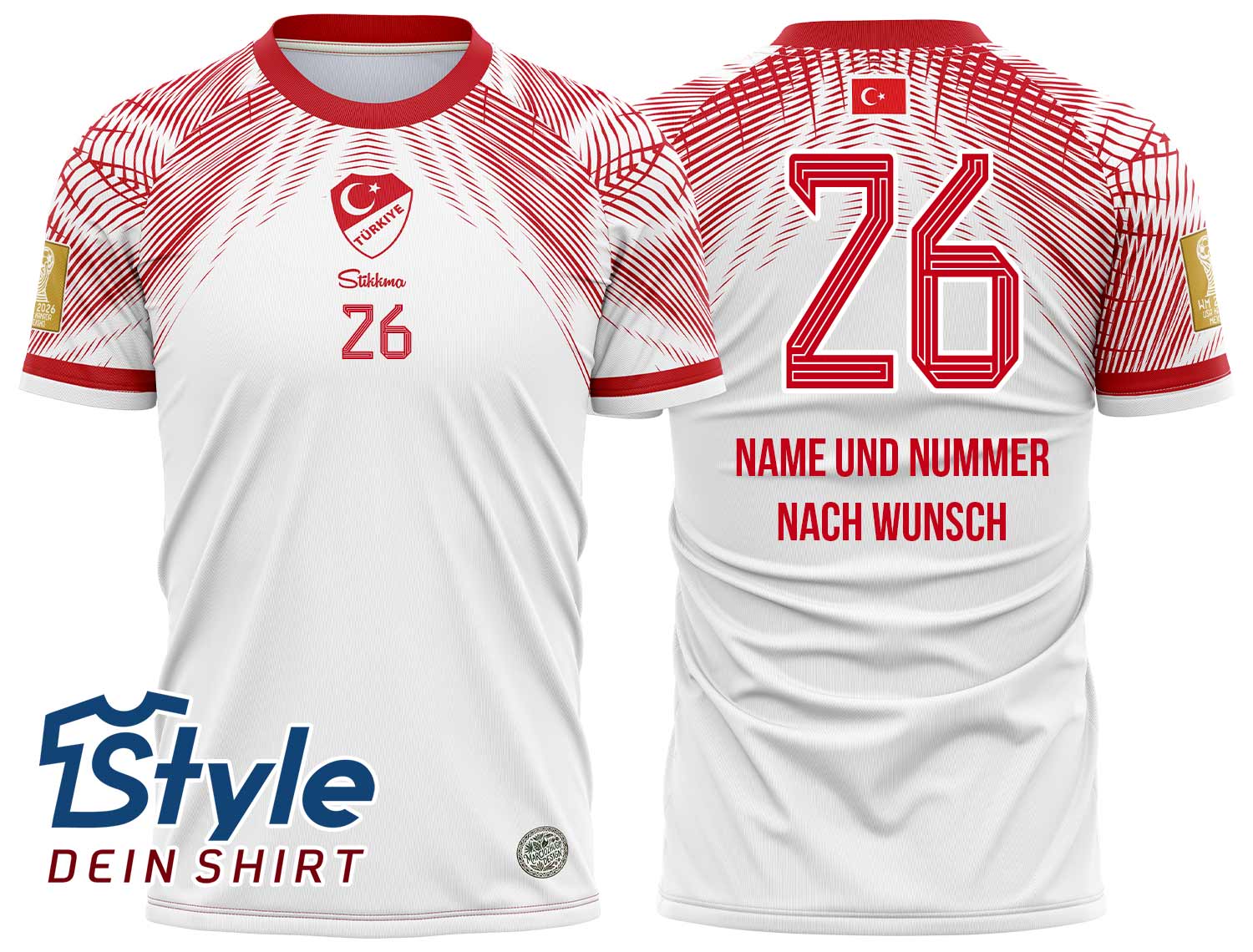 Türkei WM 2026 Fan-Trikot inkl. Name und Nummer (Druck)