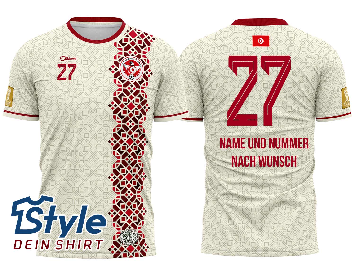 Tunesien WM 2026 Fan-Trikot inkl. Name und Nummer (Druck)