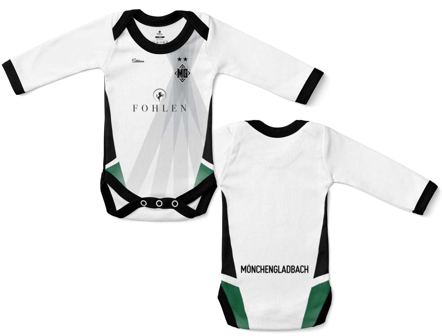Mönchengladbach Bio-Baumwolle Baby Body Langarm Trikot Heim 25/26 inkl. Name und Nummer (Druck)