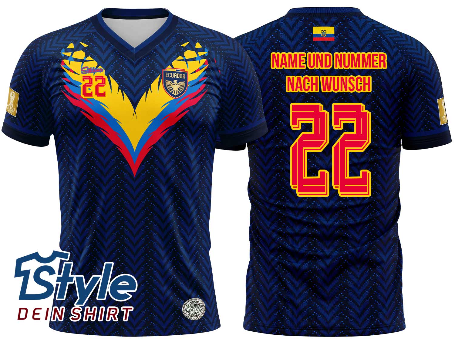 Ecuador WM 2026 Fan-Trikot Heim  inkl. Name und Nummer (Druck)