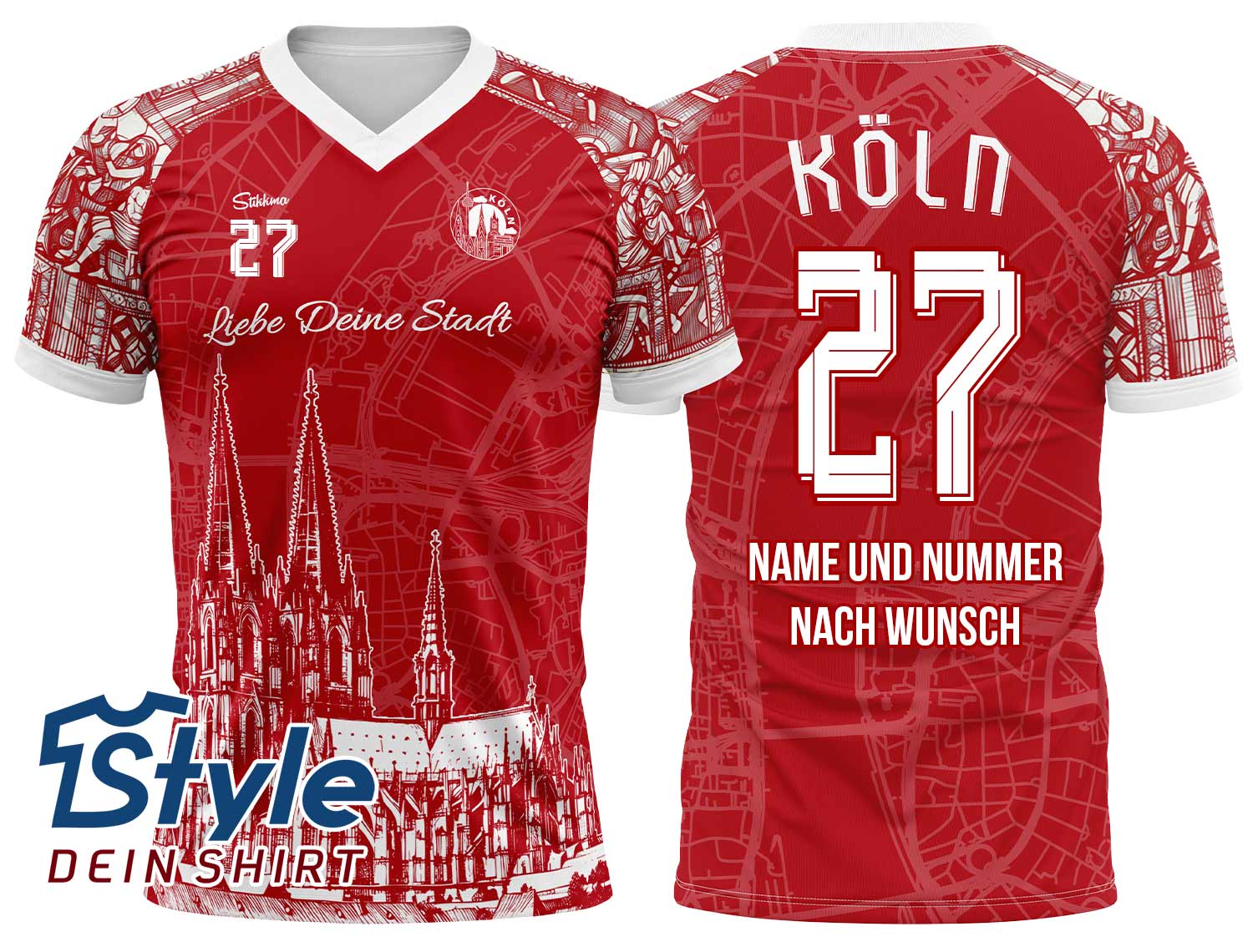 Köln Fan-Trikot Dom Edition "Rut-Wiess" Saison 25/26 inkl. Name und Nummer (Druck)
