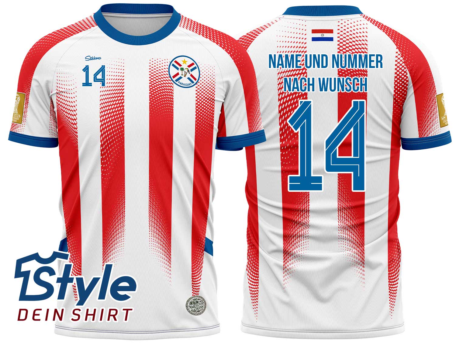 Paraguay WM 2026 Fan-Trikot inkl. Name und Nummer (Druck)