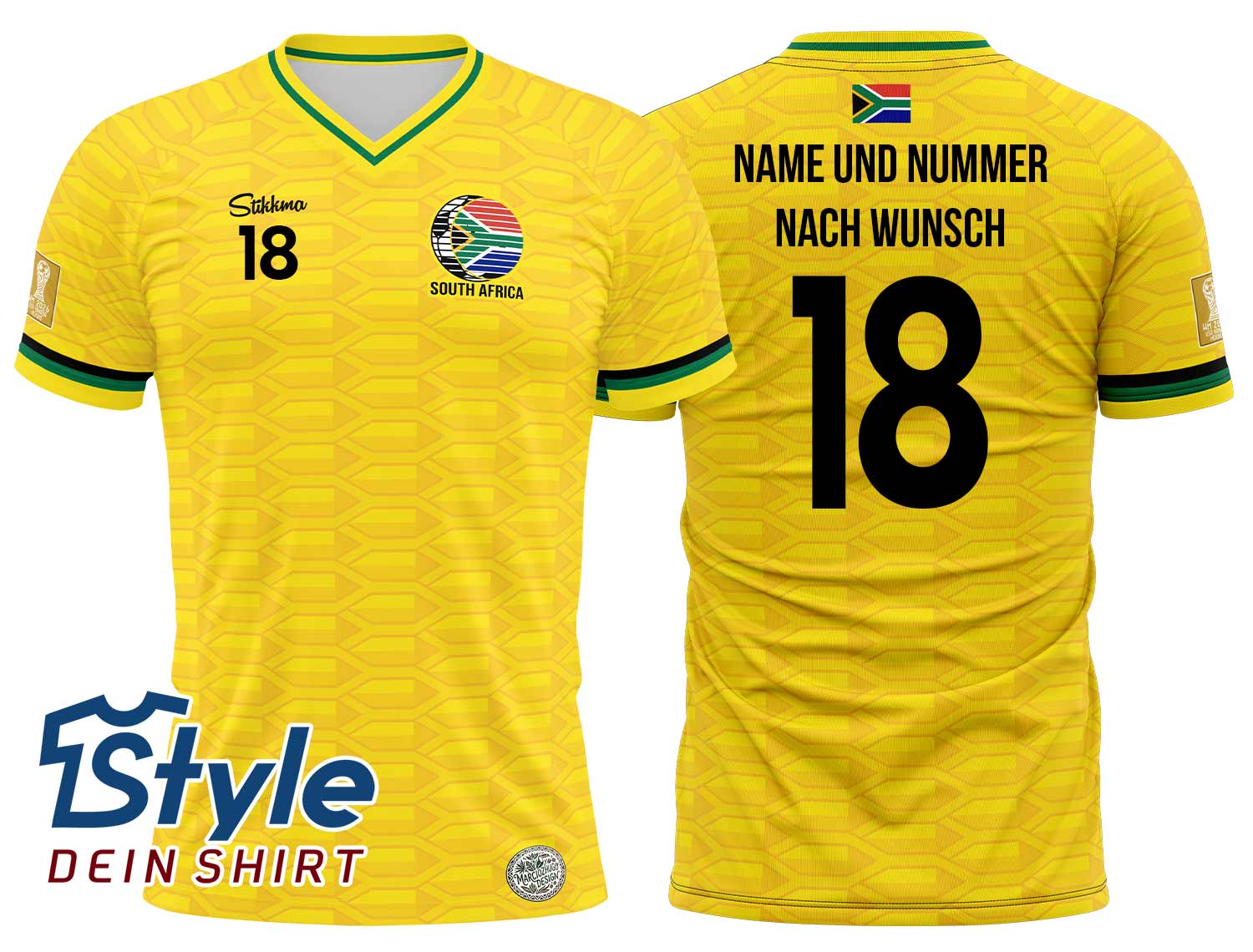 Südafrika WM 2026 Fan-Trikot Heim  inkl. Name und Nummer (Druck)