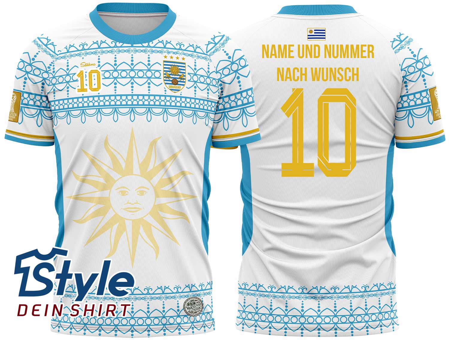 Uruguay WM 2026 Fan-Trikot inkl. Name und Nummer (Druck)