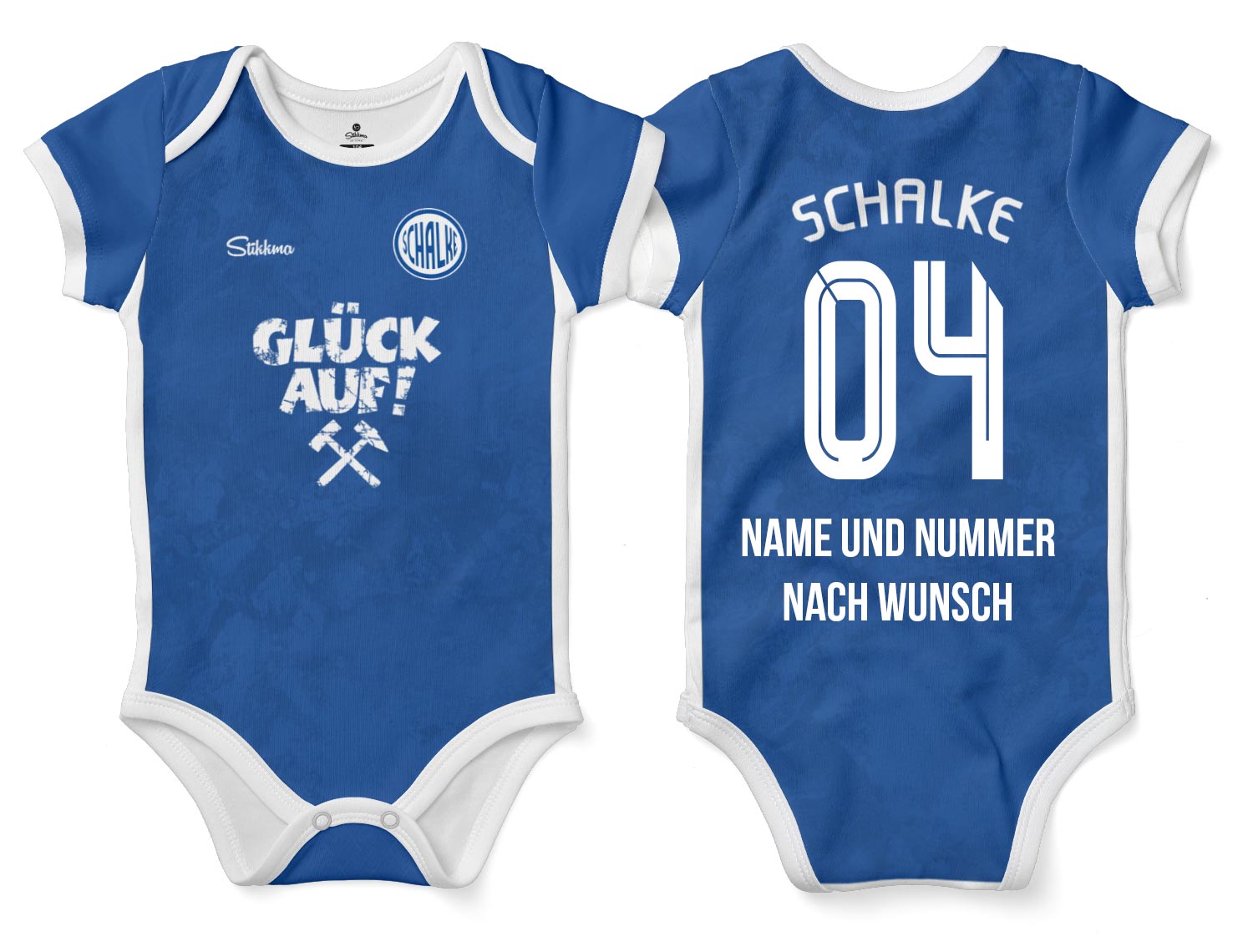 Schalke Bio-Baumwolle Baby Body Trikot inkl. Name und Nummer (Druck)