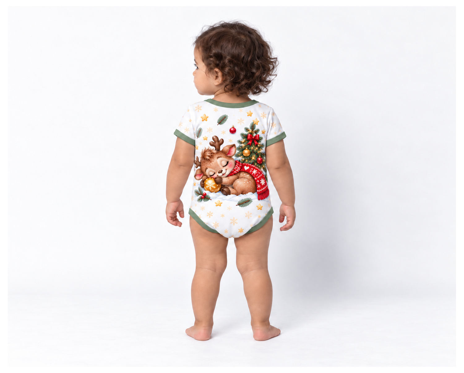 Rentier-Kuscheln Weihnachts Baby Body inkl. Name (Druck)