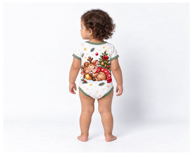 Rentier-Kuscheln Weihnachts Baby Body inkl. Name (Druck)