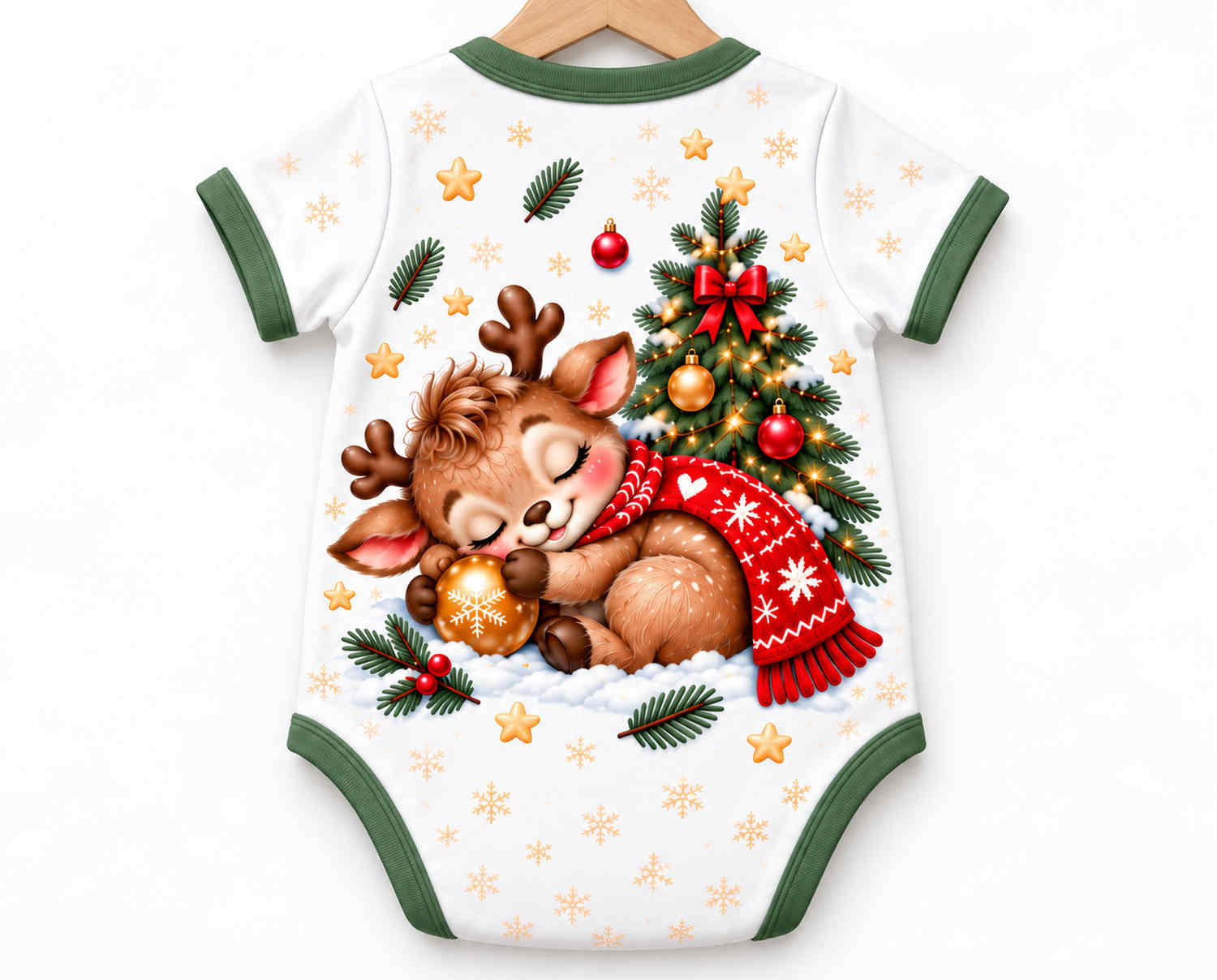 Rentier-Kuscheln Weihnachts Baby Body inkl. Name (Druck)