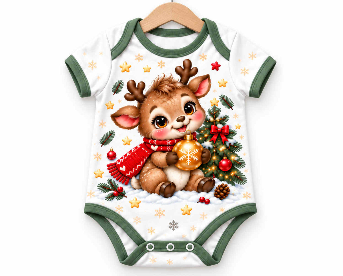 Rentier-Kuscheln Weihnachts Baby Body inkl. Name (Druck)